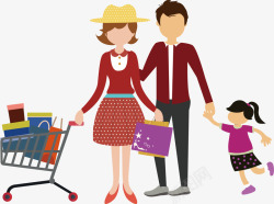 消费人群分析购物的家人矢量图高清图片