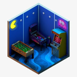 游戏的房间模型海报背景素材
