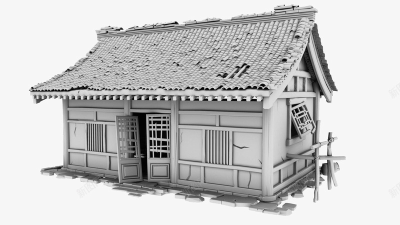 瓦房模型png免抠素材_88icon https://88icon.com CAD图纸与房子模型 免扣 建筑素材 模型 白色