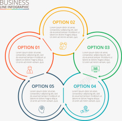 漂浮五圆圈信息图表矢量图素材