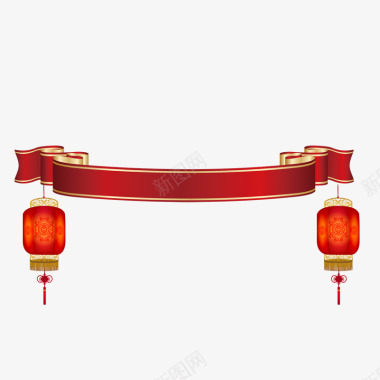 节日红色灯笼吊旗图标图标