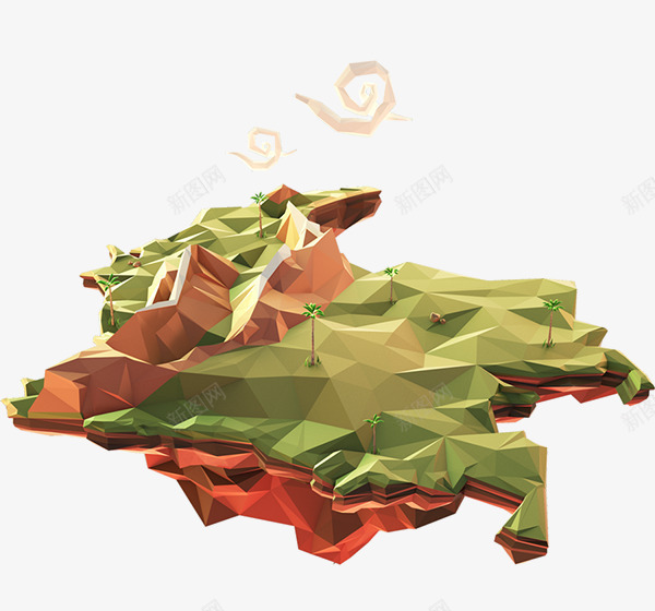 模型绿色山峦游戏png免抠素材_88icon https://88icon.com 山峦 模型 游戏 绿色