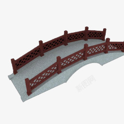 石头传统木桥插画模型素材