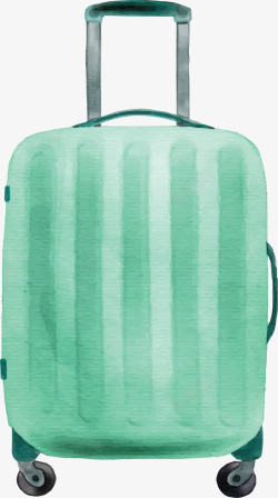 绿色手绘旅游箱子矢量图素材
