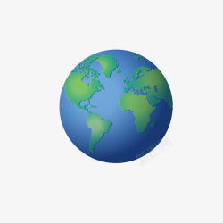 蓝绿色卡通地球模型矢量图素材