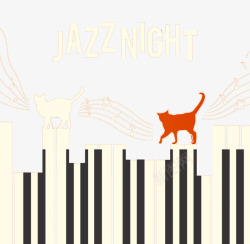黑白琴键乐谱猫咪音乐元素素材