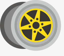 黄色雕花勾勒的轮毂矢量图素材