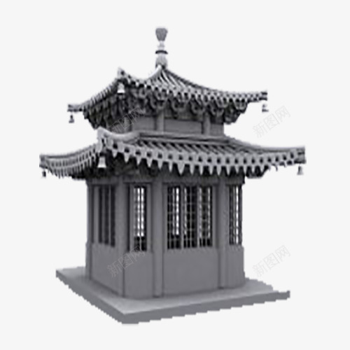 灰色古代建筑模型psd免抠素材_88icon https://88icon.com 古代 建筑 模型 灰色