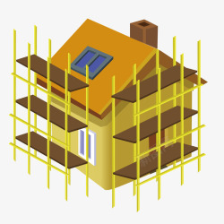 木质施工小房子模型矢量图素材