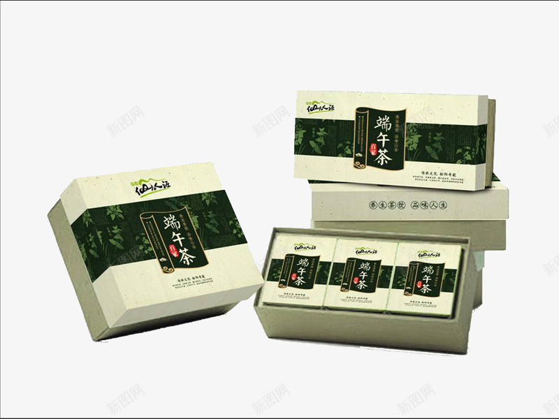 茶叶礼盒png免抠素材_88icon https://88icon.com 礼物盒 端午礼盒 节日礼盒 茶叶图案 茶叶花纹