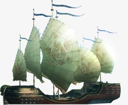 古老帆船模型海报背景素材