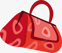 手绘红色包包手提包素材