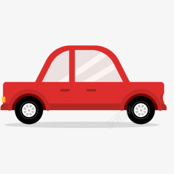 卡通红色的小汽车侧面矢量图素材
