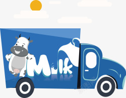 送货车蓝色牛奶车矢量图高清图片