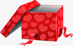 红色打开的心形礼盒中秋素材