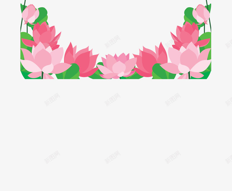 粉红荷花装饰边框矢量图ai免抠素材_88icon https://88icon.com 矢量png 粉红色 粉色荷花 荷花 荷花装饰框 荷花边框 矢量图