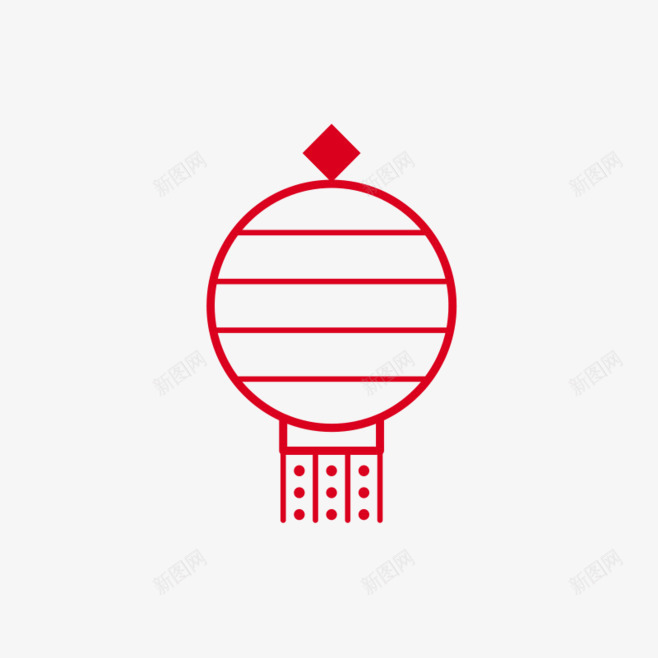 红色线条灯笼png免抠素材_88icon https://88icon.com png 卡通 灯笼 红色 红色灯笼