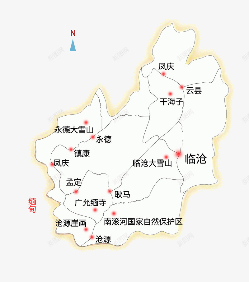 临沧旅游线路png免抠素材_88icon https://88icon.com 临沧 地图 底图 旅游 旅游线路