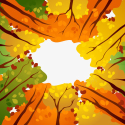 彩绘秋季树林上的天空素材
