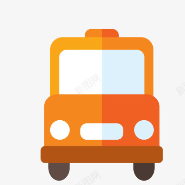 卡通汽车橙色卡车公交车图标图标