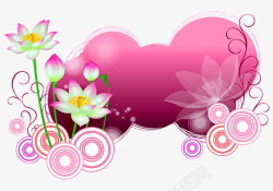 手绘粉色花朵圆圈素材