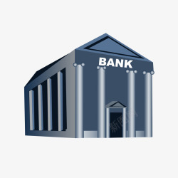 手绘银行建筑模型素材