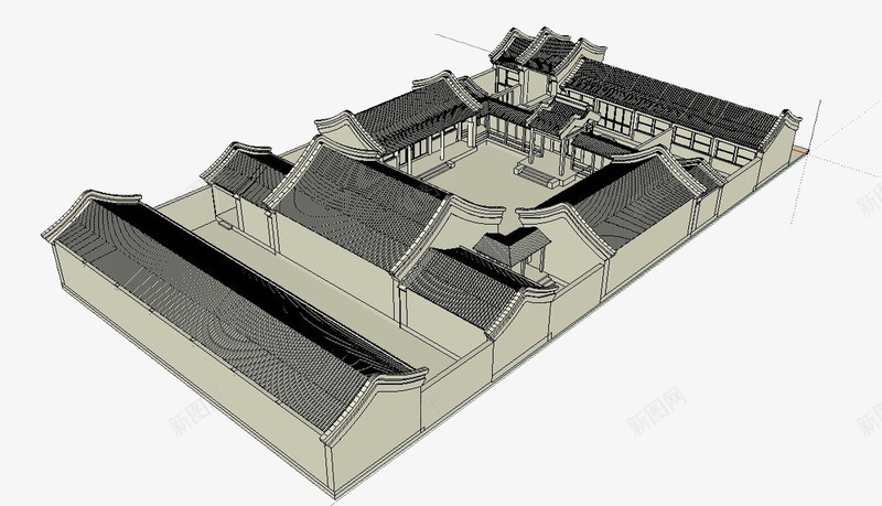 古建四合院png免抠素材_88icon https://88icon.com 3D模型 3D设计模型 古建模型 四合院 室外模型