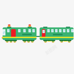 红绿色的火车列车模型矢量图素材