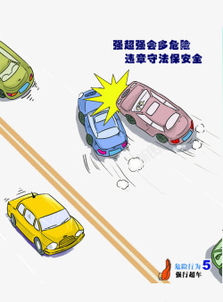 汽车租赁漫画强行超车危险高清图片