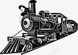 黑白版画风格插图老式复古火车素材