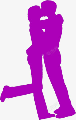 拥抱情侣紫色剪影七夕情人节素材