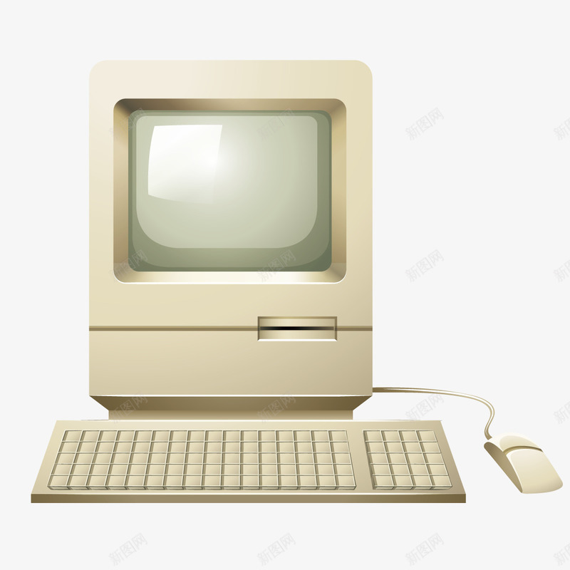 砖头电脑png免抠素材_88icon https://88icon.com 台式 老式 键盘 黑白电脑