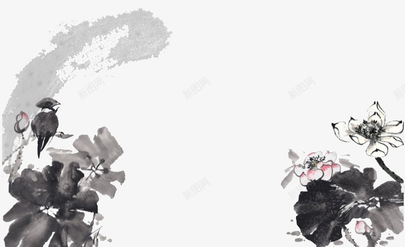 水墨荷塘荷叶荷花png免抠素材_88icon https://88icon.com png图片 png大图 免扣 免扣png图片 水墨荷塘 荷叶 荷花