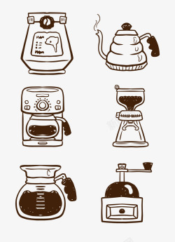 手磨半自动咖啡机矢量图素材