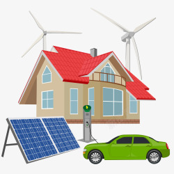 房屋欧式矢量图环保建筑能源车矢量图高清图片