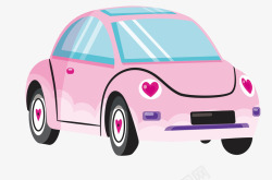 可爱粉色小汽车矢量图素材