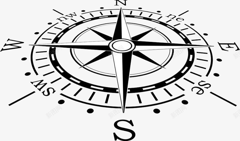 黑白极简南北指针png免抠素材_88icon https://88icon.com 南北指针 导航设备 指引工具 探索 方向指引 磁性器具 航行导航