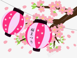 日文图案日文图案灯笼和树枝高清图片