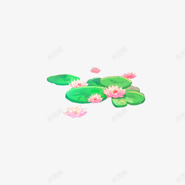 绿色手绘荷叶荷花装饰图案png免抠素材_88icon https://88icon.com 免抠PNG 手绘 水彩 绿色 荷叶 荷花 装饰图案