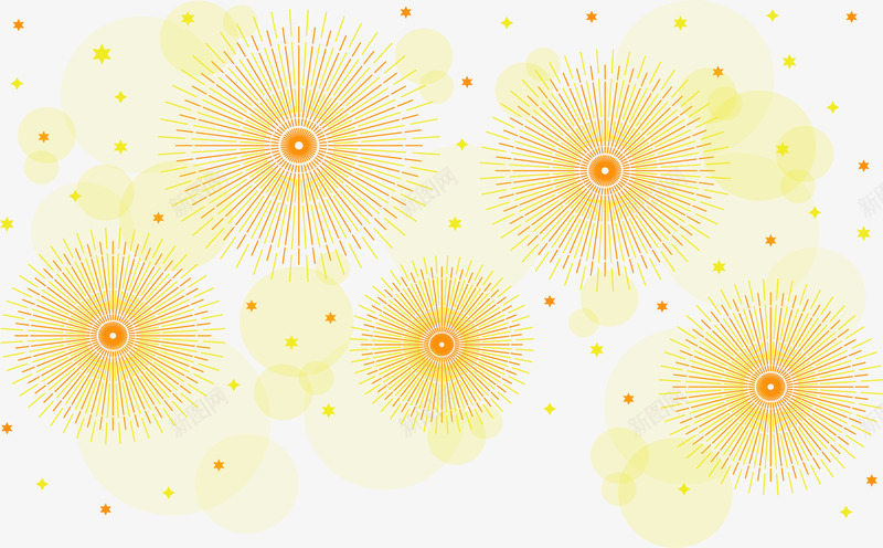 黄色光效烟花矢量图eps免抠素材_88icon https://88icon.com 烟花 矢量素材 节日庆典 黄色烟花 矢量图