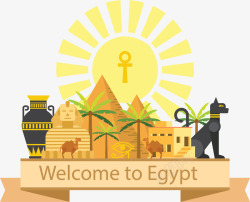 埃及欢迎你来旅游矢量图素材