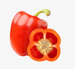 红灯笼椒红色美味被切开的红灯笼椒实物高清图片