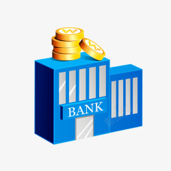 蓝色银行模型素材
