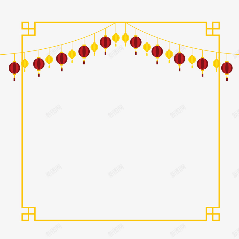 金色边框新年灯笼png免抠素材_88icon https://88icon.com 新年装饰 春节装饰 灯笼挂饰 红色灯笼 背景装饰 金色边框