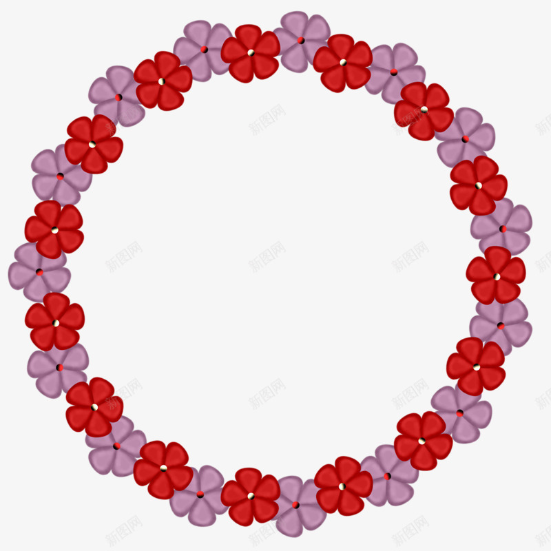 红色紫色的小花围成的圈png免抠素材_88icon https://88icon.com 圆圈 紫花 红花 花朵