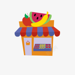 橙色水果商店模型矢量图素材