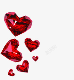 红色心形钻石透明七夕素材