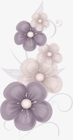 紫色丝绸花曲线装饰素材