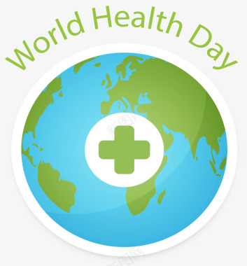 木色加号绿色世界卫生日地球图标矢量图图标
