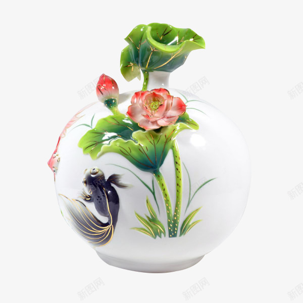 金鱼花瓶png免抠素材_88icon https://88icon.com 年年有鱼花瓶 艺术品 荷花 金鱼